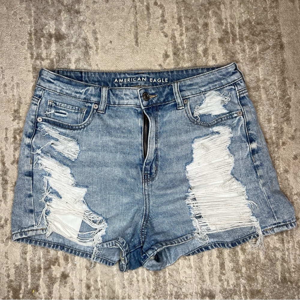 American Eagle Distressed Light Blue Ripped Denim Shorts